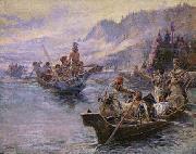 Charles M Russell Lewis and Clark on the Lower Columbia Sweden oil painting artist